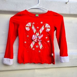 ❤️🩷❤️Dollie & Me Christmas holiday shirt top 8 candy cane bow